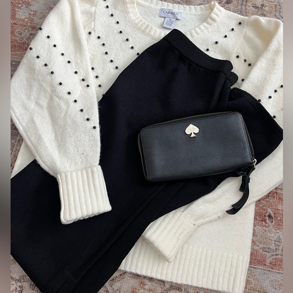 St. John Evening Black Santana Knit Long slit skirt - Picture 1 of 5